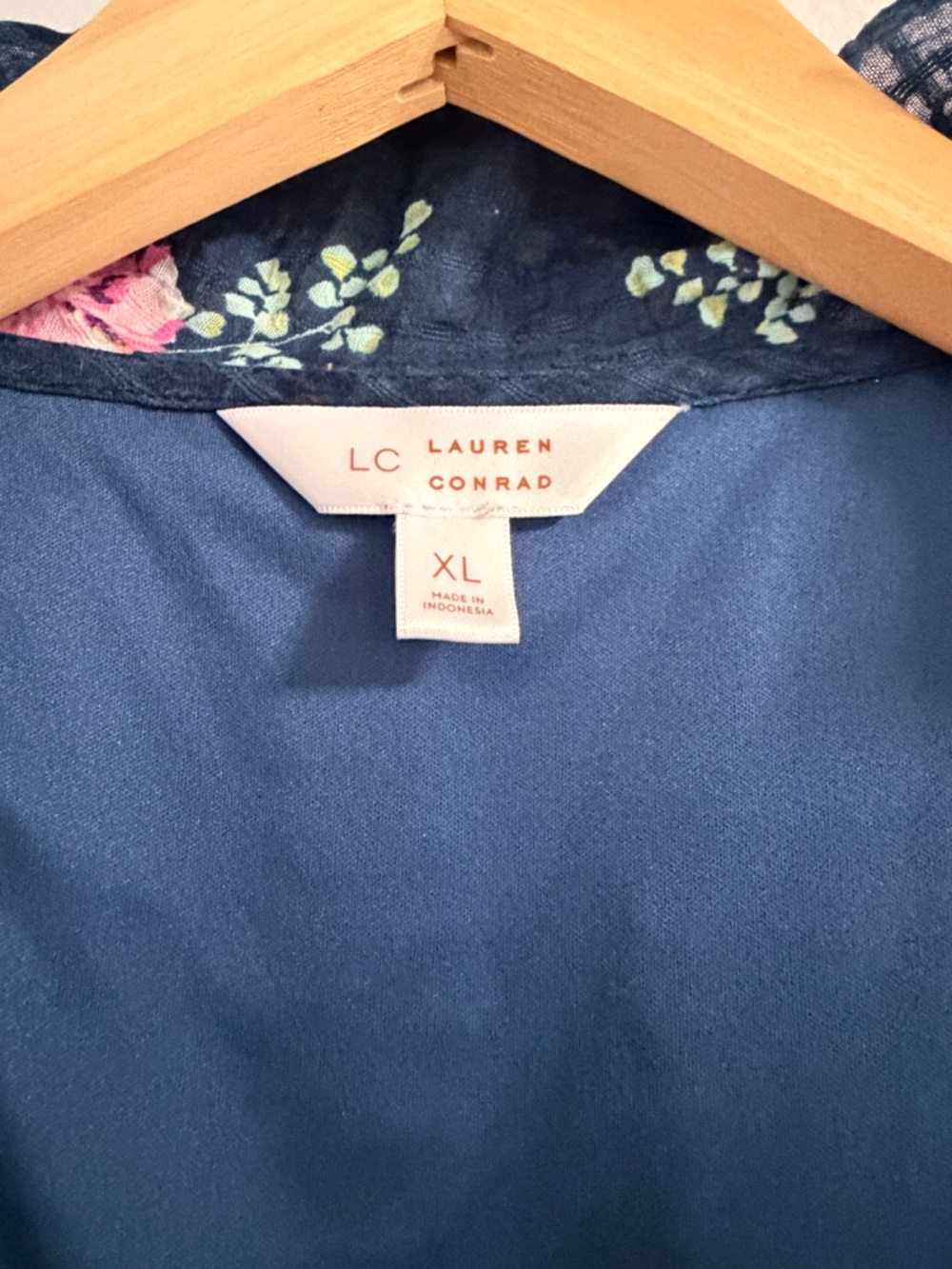LC Lauren Conrad Navy Floral Wrap Maxi Dress with Pink & Green Blooms - Picture 3 of 7